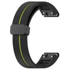 For Garmin Fenix 7X Two Color Magnetic Folding Black Buckle Silicone Watch Band(Black Lime) - 3