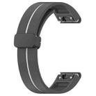 For Garmin Fenix 7X Two Color Magnetic Folding Black Buckle Silicone Watch Band(Grey White) - 3