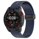 For Garmin Fenix 7X Two Color Magnetic Folding Black Buckle Silicone Watch Band(Midnight Blue White) - 1