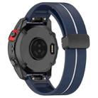 For Garmin Fenix 7X Two Color Magnetic Folding Black Buckle Silicone Watch Band(Midnight Blue White) - 2