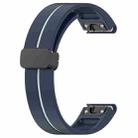 For Garmin Fenix 7X Two Color Magnetic Folding Black Buckle Silicone Watch Band(Midnight Blue White) - 3