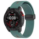 For Garmin Fenix 7S Two Color Magnetic Folding Black Buckle Silicone Watch Band(Olive Green Red) - 1