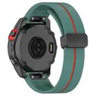 For Garmin Fenix 7S Two Color Magnetic Folding Black Buckle Silicone Watch Band(Olive Green Red) - 2