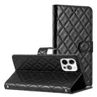 For iPhone 16 Pro Max Rhombus Lattice Texture Leather Phone Case(Black) - 1