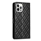 For iPhone 16 Pro Max Rhombus Lattice Texture Leather Phone Case(Black) - 3