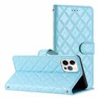 For iPhone 16 Pro Max Rhombus Lattice Texture Leather Phone Case(Light Blue) - 1