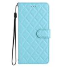 For iPhone 16 Pro Max Rhombus Lattice Texture Leather Phone Case(Light Blue) - 2