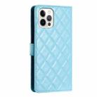 For iPhone 16 Pro Max Rhombus Lattice Texture Leather Phone Case(Light Blue) - 3