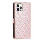 For iPhone 16 Pro Max Rhombus Lattice Texture Leather Phone Case(Rose Gold) - 3