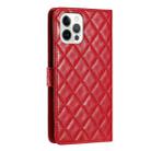 For iPhone 16 Pro Rhombus Lattice Texture Leather Phone Case(Red) - 3