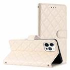 For iPhone 16 Pro Rhombus Lattice Texture Leather Phone Case(White) - 1