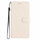 For iPhone 16 Pro Rhombus Lattice Texture Leather Phone Case(White) - 2