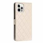 For iPhone 16 Pro Rhombus Lattice Texture Leather Phone Case(White) - 3