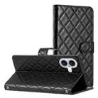 For iPhone 16 Plus Rhombus Lattice Texture Leather Phone Case(Black) - 1