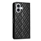 For iPhone 16 Plus Rhombus Lattice Texture Leather Phone Case(Black) - 3