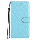 For iPhone 16 Plus Rhombus Lattice Texture Leather Phone Case(Light Blue) - 2