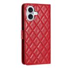 For iPhone 16 Plus Rhombus Lattice Texture Leather Phone Case(Red) - 3