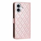 For iPhone 16 Plus Rhombus Lattice Texture Leather Phone Case(Rose Gold) - 3