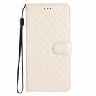 For iPhone 16 Plus Rhombus Lattice Texture Leather Phone Case(White) - 2