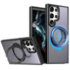 For Samsung Galaxy S22 Ultra 5G Wing Series MagSafe Magnetic Ring Holder Phone Case(Black) - 1