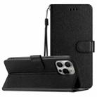 For iPhone 16 Pro Max Silk Texture Horizontal Flip Leather Phone Case(Black) - 1