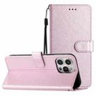 For iPhone 16 Pro Max Silk Texture Horizontal Flip Leather Phone Case(Rose Pink) - 1