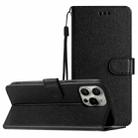 For iPhone 16 Pro Silk Texture Horizontal Flip Leather Phone Case(Black) - 1