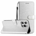 For iPhone 16 Pro Silk Texture Horizontal Flip Leather Phone Case(Silver) - 1