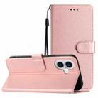 For iPhone 16 Plus Silk Texture Horizontal Flip Leather Phone Case(Rose Gold) - 1