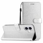 For iPhone 16 Plus Silk Texture Horizontal Flip Leather Phone Case(Silver) - 1