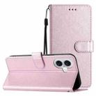 For iPhone 17 Silk Texture Horizontal Flip Leather Phone Case(Rose Pink) - 1