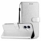 For iPhone 17 Silk Texture Horizontal Flip Leather Phone Case(Silver) - 1