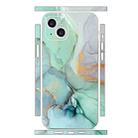 For iPhone 14 Plus All-inclusive PET Phone Decal Adhesive Sticker(Green White Marble) - 1