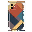 For iPhone 12 Geometric Style All-inclusive PET Phone Decal Adhesive Sticker(Dark Blue Brown) - 1