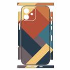 For iPhone 12 Geometric Style All-inclusive PET Phone Decal Adhesive Sticker(Dark Blue Brown) - 2