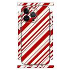 For iPhone 12 Pro Geometric Style All-inclusive PET Phone Decal Adhesive Sticker(Red White Twill) - 1