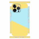 For iPhone 12 Pro Geometric Style All-inclusive PET Phone Decal Adhesive Sticker(Yellow Blue) - 1