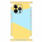 For iPhone 13 Pro Geometric Style All-inclusive PET Phone Decal Adhesive Sticker(Yellow Blue) - 1