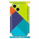 For iPhone 14 Plus Geometric Style All-inclusive PET Phone Decal Adhesive Sticker(Dark Purple Green) - 1