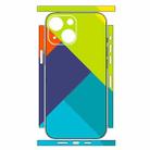 For iPhone 14 Plus Geometric Style All-inclusive PET Phone Decal Adhesive Sticker(Dark Purple Green) - 2