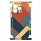 For iPhone 15 Pro Geometric Style All-inclusive PET Phone Decal Adhesive Sticker(Dark Blue Brown) - 2