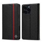 For iPhone 16 Pro Max LC.IMEEKE Carbon Fiber Leather Phone Case(Vertical Black) - 1