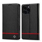 For iPhone 16 Pro LC.IMEEKE Carbon Fiber Leather Phone Case(Horizontal Black) - 1