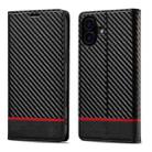 For iPhone 16 Plus LC.IMEEKE Carbon Fiber Leather Phone Case(Horizontal Black) - 1