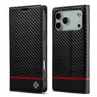 For iPhone 17 Pro LC.IMEEKE Carbon Fiber Leather Phone Case(Horizontal Black) - 1