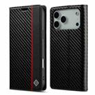 For iPhone 17 Pro Max LC.IMEEKE Carbon Fiber Leather Phone Case(Vertical Black) - 1
