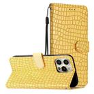 For iPhone 16 Pro Max Crocodile Texture Horizontal Flip Leather Phone Case(Yellow) - 1