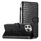 For iPhone 16 Pro Crocodile Texture Horizontal Flip Leather Phone Case(Black) - 1