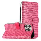 For iPhone 16 Pro Crocodile Texture Horizontal Flip Leather Phone Case(Rose Red) - 1