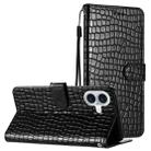 For iPhone 16 Plus Crocodile Texture Horizontal Flip Leather Phone Case(Black) - 1